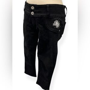 Silver Diva Juniors Women Colombian Jeans Black Cropped Butterflies Size 15 NWOT